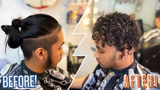 INSANE HAIRCUT & PERM TRANSFORMATION! STRAIGHT TO CURLY HAIR!