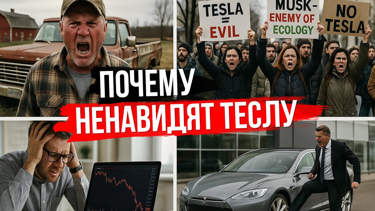 🔴 ПОЧЕМУ НЕНАВИДЯТ TESLA? Падение Стоимости, Конкуренция с Китаем, Илон Макс в Политике