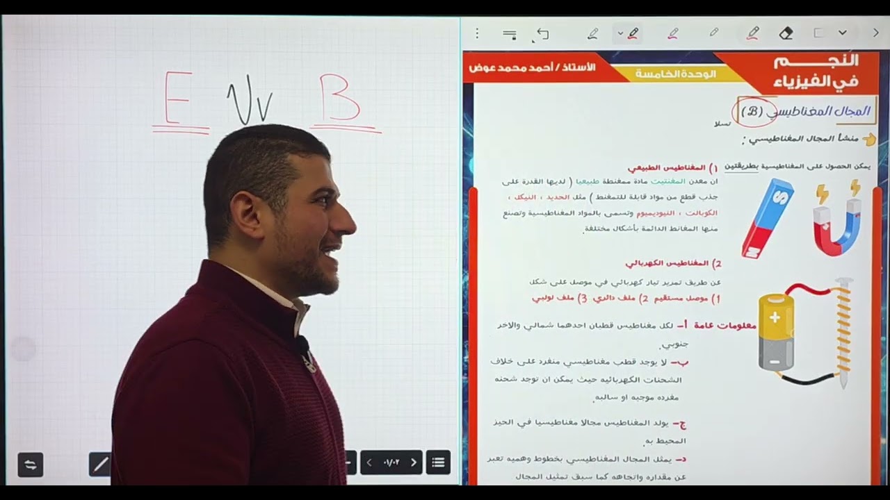 الحصة الأولى في المغناطيسية / فيزياء التوجيهي / الفصل الثاني #أحمد_عوض #فيزياء 