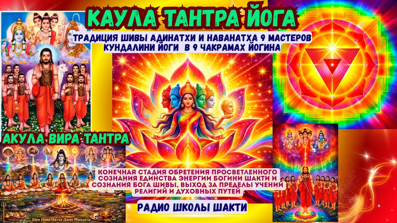 КАУЛА ТАНТРА ЙОГА традиция Шивы Адинатхи и Наванатха 9 Мастеров Кундалини Йоги  в 9 чакрамах Йогина