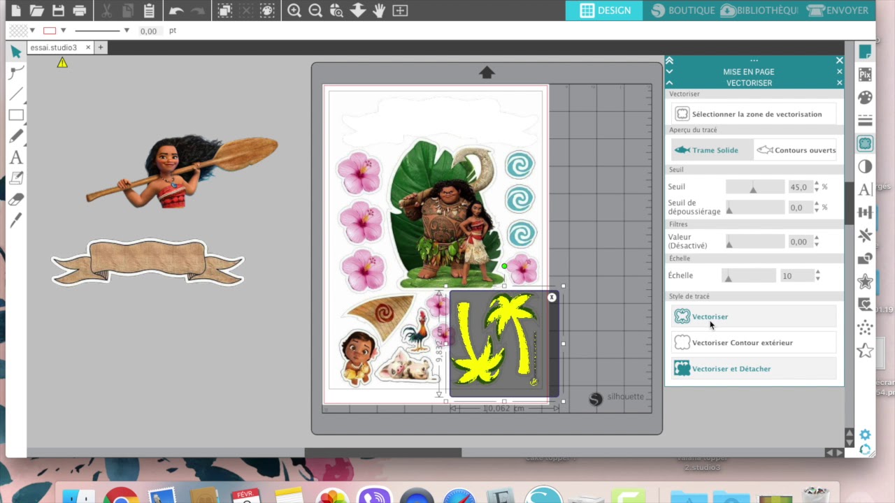 La vectorisation sur Silhouette : un cake topper Viana