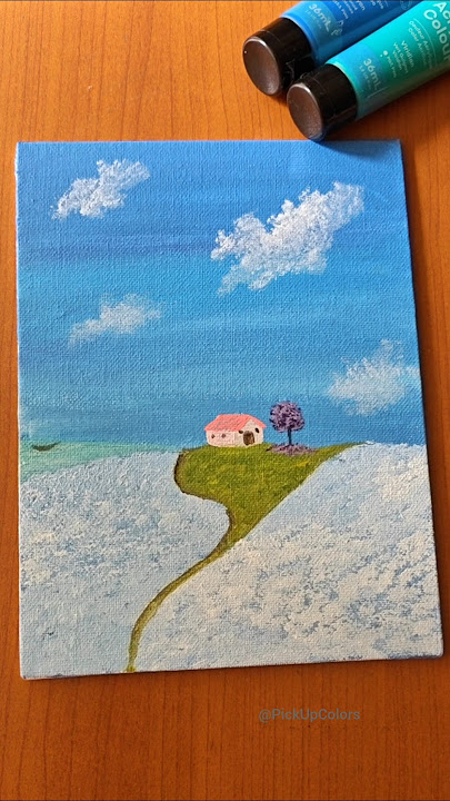 Dreamy House on a Hill | Sea and Flower Garden Acrylic Painting #shorts #viralshorts #shortsfeed
