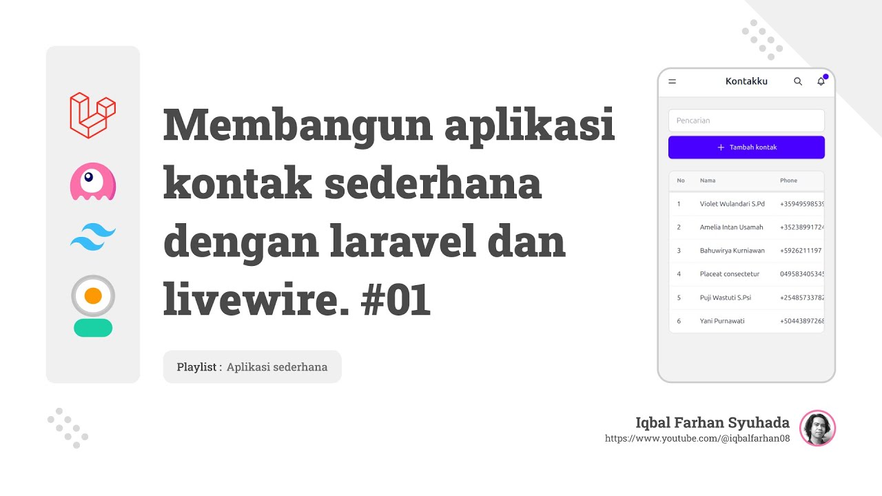 Membuat aplikasi Kontak sederhana dengan laravel 11, livewire, tailwindcss dan daisyui [Bagian 01]