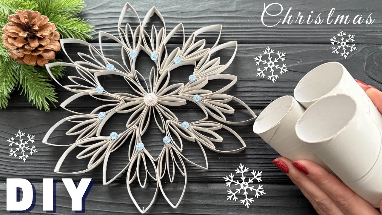 Easy Craft Idea! Paper Snowflake Toilet Paper Roll Winter Ornaments ...