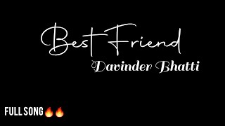 Best Friend | Official Music | Davinder Bhatti | Prabh Kaur | Latest Punjabi Song 2020 |