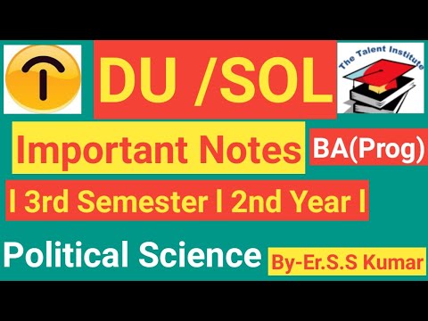 DU/SOL  Political Science Important Notes | BA prog 3rd Semester 2nd year