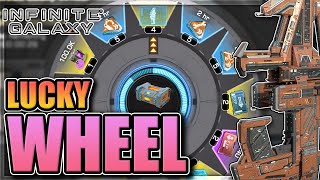 Max spinning the Syracuse Lucky Wheel for Odysseus in Infinite Galaxy screenshot 2