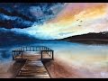 Watercolor Sunrise by the Sea Real Time Painting Video Demonstration