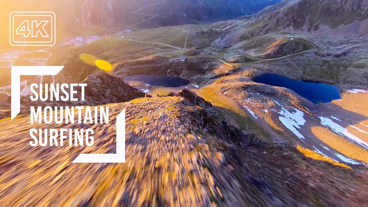 Mountains From Above - Stunning Drone flying into the golden sunset light - 4k