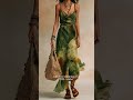 Gloeria:Chic Green Abstract Lightweight Silk-Like Feminine Silhouette Maxi Dress #fashion#style#ootd