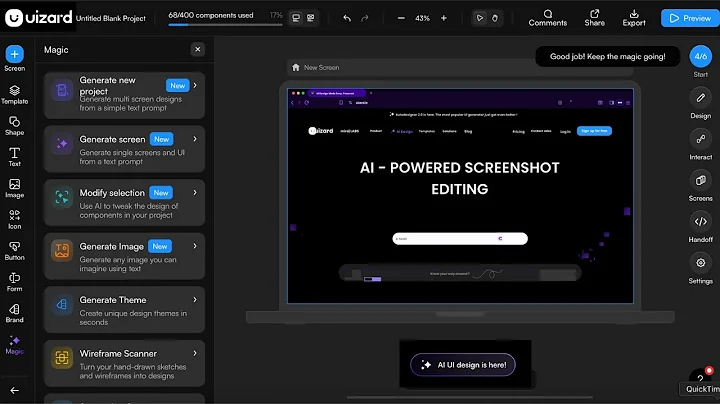 Edit Any Screenshot with Uizard AI | Full Tutorial (Signup, Dashboard, Import & Export)