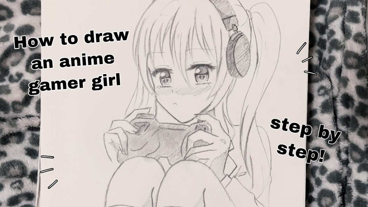 How to draw an anime gamer girl step by step 🎮 