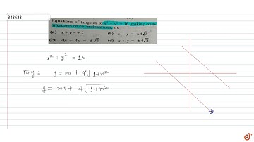 Equations of tangents to `x^2 + y^2 = 16`, making equal intercepts on co-ordinate axes, are