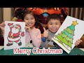 Bé Bún Tô Màu Ông Già Noel – Bé Bắp Tô Cây Thông Giáng Sinh | Coloring santa claus & Christmas tree