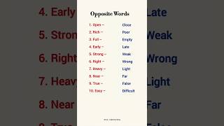 10 Opposite Words in English | Learn English Vocabulary for Beginners | English Shorts #dailyenglish