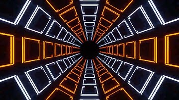 Orange and Lighting Blue Neon Squares in Glossy Tunnel Background VJ Loops #neon #tunnel #vjloops