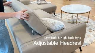 Candace sofa with adjustable headrest  furniture singapore