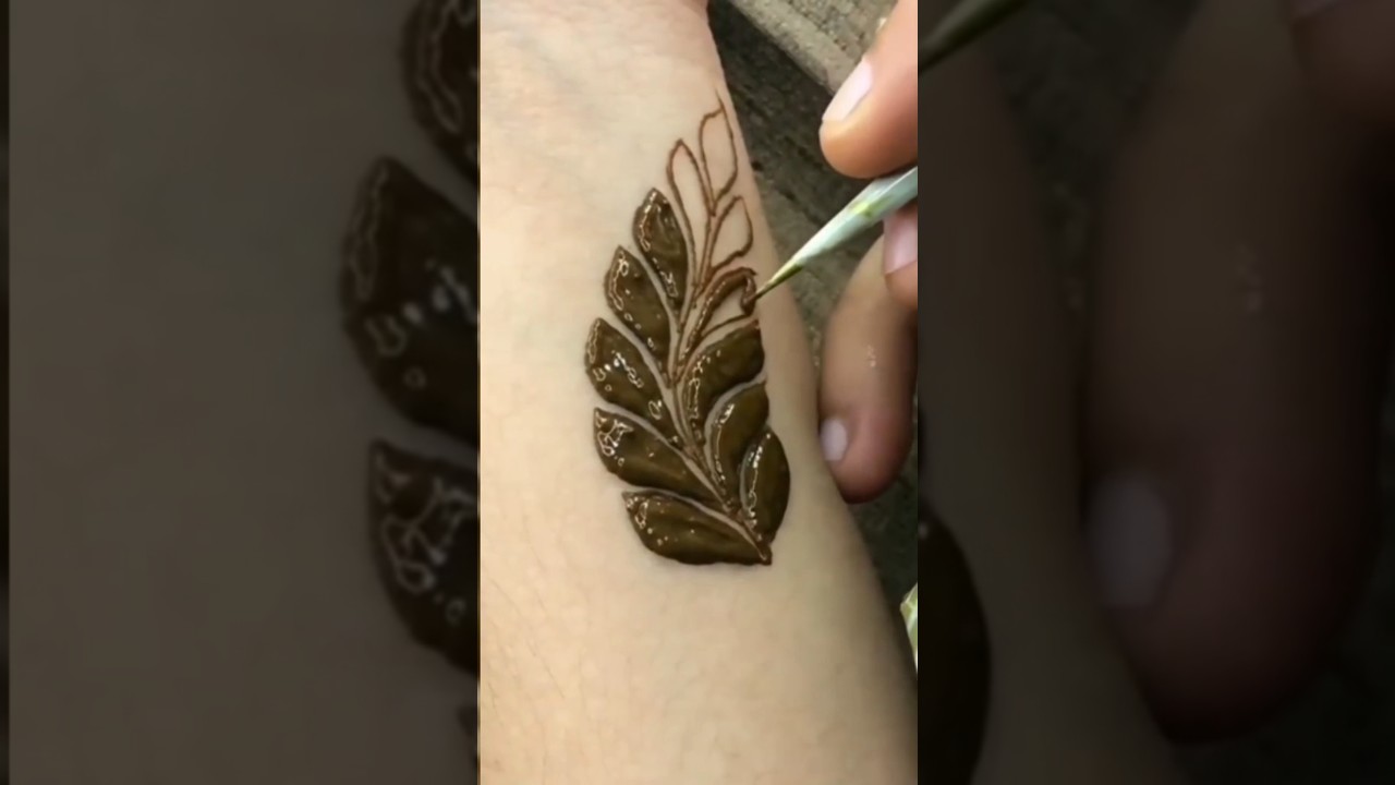 How to draw leaf mehndi design 