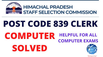 HPSSC POST CODE 839 CLERK COMPUTER SOLVED (IMPORTANT COMPUTER QUESTION FOR #JOA 939) #hpssc #joa939