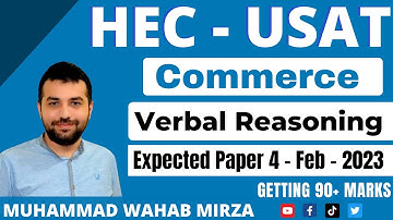 HEC USAT-COM Commerce Expected Paper 4 Feb 2023 | USAT Paper Solved |Verbal Reasoning |USAT Commerce