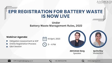 EPR Battery Portal Registration | Battery Waste Management Rules, 2022