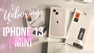 Unboxing iPhone 13 Mini Pink 🍎🌸 Aesthetic iPhone & Accessories Unboxing