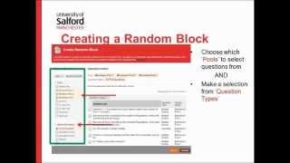 Creating Random Blocks in Blackboard Tests