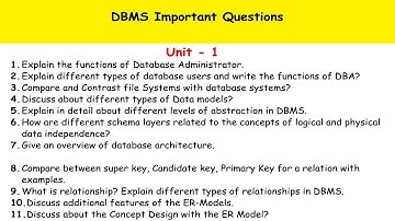DBMS | Important Questions | JNTUH | 2-2 | DBMS Notes | CSE | IT | ITE |