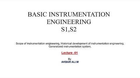 Basic Instrumentation Engineering- Lecture-01