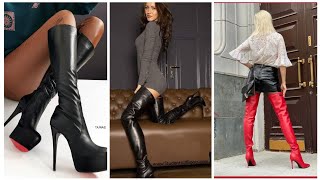 The Most Stylish And Elegant Leather Latex Thigh High Boots 