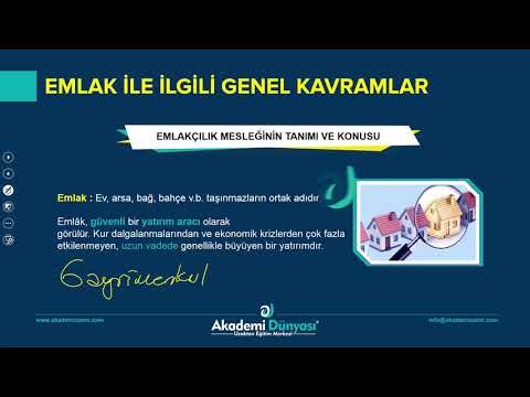 Emlakçılık Kursu | Emlak İle İlgili Genel Kavramlar | Göksen SERİ