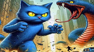 Cat vs Serpent Super fight in city! #cat #cute #ai