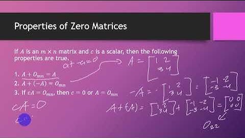 Properties of Matrix Operations: The Zero Matrix and Solving Matrix Equations