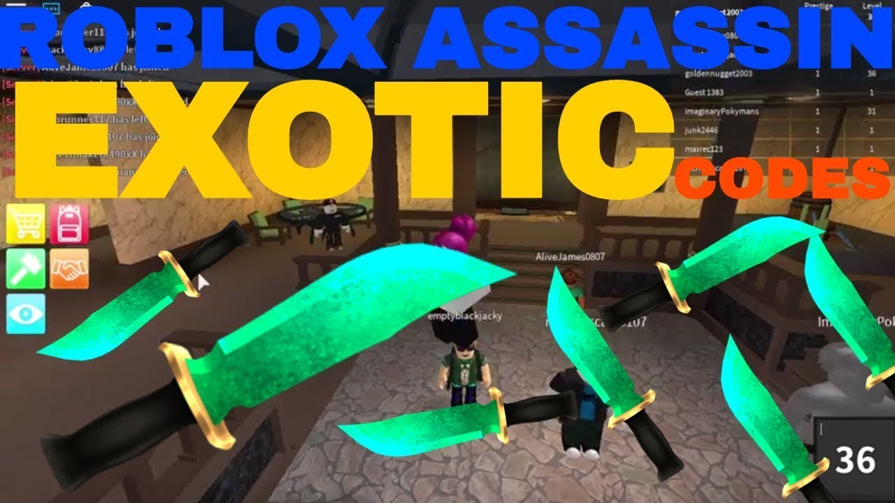 5 Roblox Assassin Knife Codes 5 Free Knives 100 Works Youtube - roblox assassin codes for exotic knives