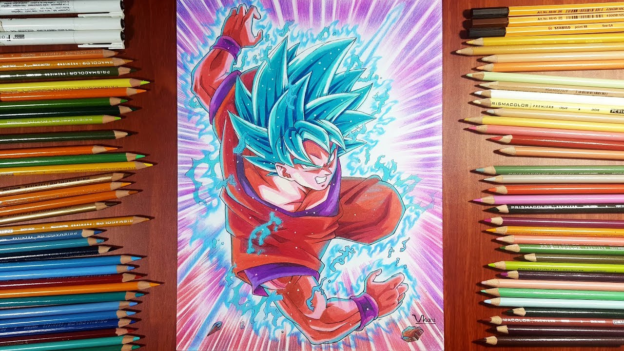 Dragon Ball - Desenho - Draw - Feito a mão - Goku - Super saiyajin blue -  blue - kaioken - blu…