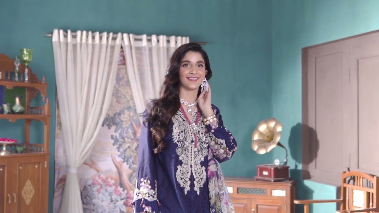 ELAF FESTIVE CHIKANKARI COLLECTION 2022- EFC-5- BLUE BIRD