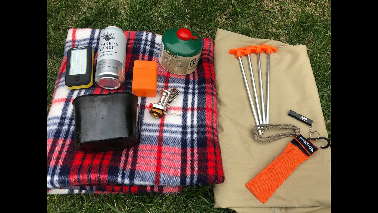 2 MINUTE TARP SETUP / GEAR REVIEW Backpacking Stove, Fire Steel