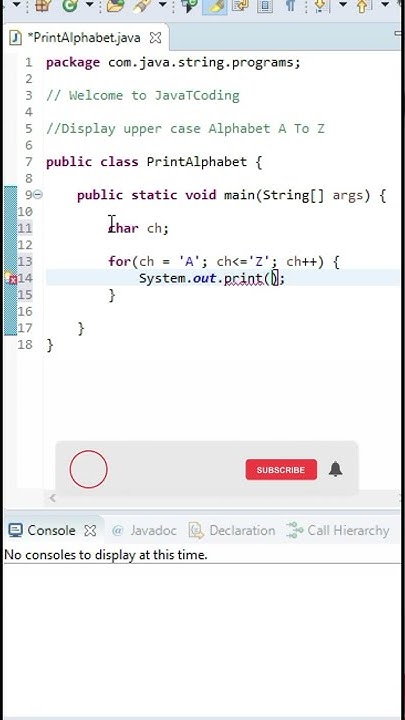 🤫🤫🤔👉Print Alphabets in Java | Print Alphabets from A to Z #shorts # ...