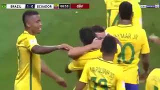 Bresil vs Equateur  1-0  but Paulinho Qualifications  Coupe du monde 2018