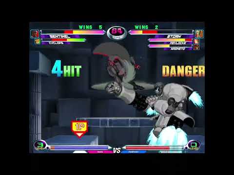 MvC2 Sentinel 50% midair fastfly cyclops combo to crossup reset, link combo K.O. 11/19/23