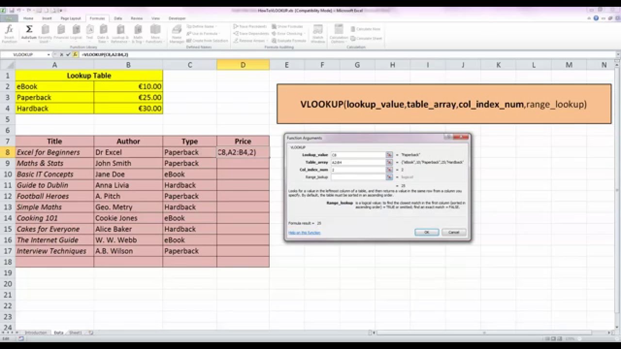 How To... Use the VLOOKUP Function in Excel 2010 - YouTube