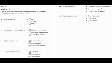 Listening B1, PET 3, Test 3, Part 2