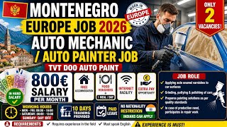 Europe Job 2026 🇪🇺 | Montenegro Auto Mechanic Job 🔧 | ₹70,000+ Salary 💶 + Free Room 😱
