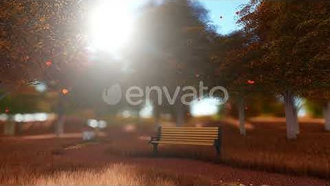 Empty Bench In The Autumnal Park | Motion Graphics - Envato elements