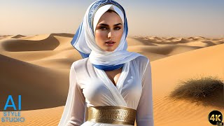 4K Ai Art Lookbook Video Of Curvaceous Arabian Ai Girl With Shaphare Colour Dress