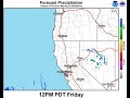 Timing of potential thunderstorms over Sierra Range Friday June 26, 2015