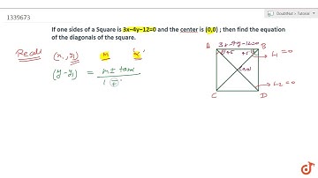 If one sides of a Square is `3x-4y-12=0` and the center is (0;0) ; then find the equation of the