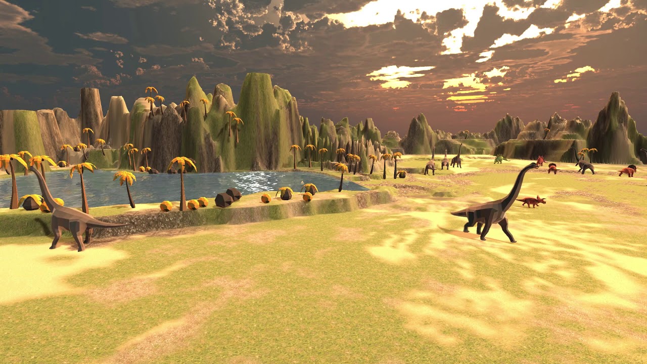 Dinosaurs Roaming Screensaver Animated 3d Computer Generated Youtube