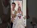 Trying my wedding dress on 4 months pregnant jatie couple