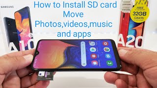 Samsung Galaxy A10e,A20,A30,A40,A50,How to install SD Card. And Move Photos,videos, music, and apps.